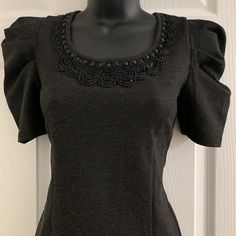 Forever 21 Dark Gray Fitted Dress. Puff Sleeve, Beaded Neckline, Very Elegant And Sexy. Stretch, Polyester/Nylon, Zipper Back. Measurements On Flat: Bust: Approx. 15 Inch. Waist: Approx. 13 Inch. Hips: Approx. 15 Inch. Length: Approx. 31 Inch. Nwot. Please See Photos. Thank You For Looking! Forever 21 Fitted Mini Dress For Fall, Forever 21 Fitted Dresses For Fall, Elegant Forever 21 Bodycon Dress, Elegant Short Sleeve Dresses By Forever 21, Elegant Fitted Forever 21 Dress, Fitted Forever 21 Dress For Work, Fitted Short Sleeve Mini Dress By Forever 21, Forever 21 Fitted Short Sleeve Mini Dress, Dark Gray Dress