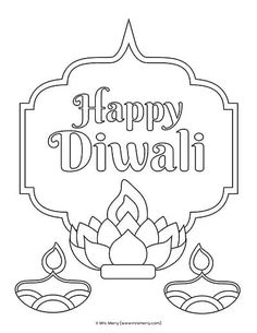 happy diwali coloring page