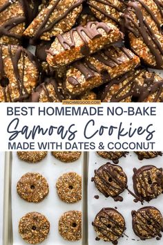 the best homemade no - bake cookies made with dates and coconut are ready to be eaten