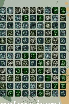 the green and white icons are arranged in rows on top of each other, as well as