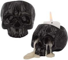 "Skeleton Skull Candle Holder Tealight Cup Resin Candlestick Crafts Set of 2" Christmas Candleholders, Tiny Ornaments, Candlestick Crafts, Creative Candle Holders, Haunted House Halloween Party, Skull Candle Holder, Candle Base, Creative Candles, Skull Candle