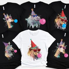 t - shirts with dogs wearing party hats and glasses