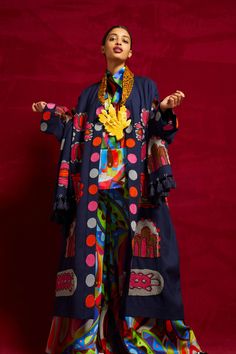 Desert Dweller, Embroidered Wool, Gowns Wedding, Long Kimono, Fashion Labels, Kimonos, Colorful Fashion, Wool Coat, African Fashion