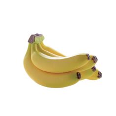 three bananas sitting on top of each other in front of a white background and one is yellow