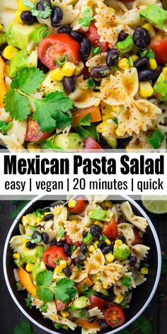 mexican pasta salad with black beans, corn and tomatoes