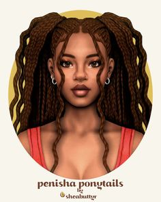 penisha ponytails | Patreon 4 Braids, Sims 4 Characters, The Sims 4 Download, Sims House Design, Sims 4 Cc Packs, Sims Hair, Sims 4 Cc Finds