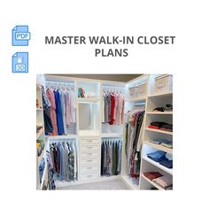 an image of a walk in closet with lots of clothes on the shelves and drawers