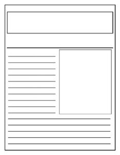 the front page of a paper with lines drawn on it and an empty space for text