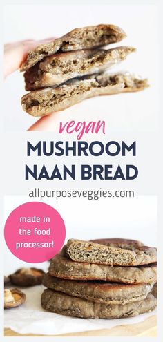 vegan mushroom naan bread recipe with text overlay