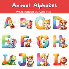 an animal alphabet with different animals and letters for each letter, including the lowercase