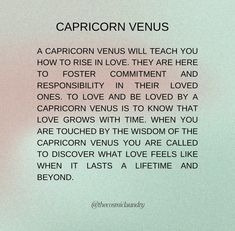 the caption for capricorn venus is written in cursive writing