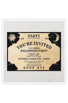 an old fashioned party card with the words you're in it