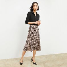 Crafted from 100% machine-washable silk (seriously), the A-line Orchard skirt is cut on the bias, which allows it to drape beautifully and complement your shape. Warm Sweaters, Viscose Fabric, Print Skirt, Women Skirts Midi, Formal Gowns, Fall Dresses, Printed Skirts, Jeans Dress, Shanghai