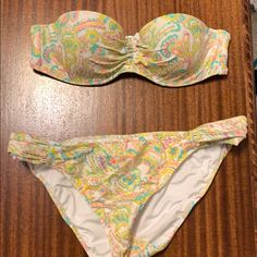 Never Worn! Great White Bikini With Metallic Colors. Top Is Clasp Closure. Top Is A Size 36b, Bottom Is A Large. Victoria's Secret Fitted Swimwear For Spring, Fitted Green Victoria's Secret Swimwear, Fitted Victoria's Secret Swimwear For Spring, Victoria's Secret Fitted Swimwear For Pool, Victoria's Secret Fitted Swimwear For Beach Party, Great White, Agent Provocateur, Victoria Secret Swim, Metallic Colors