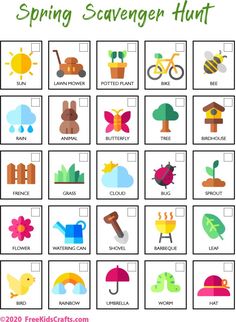 a printable spring scavenger hunt for kids