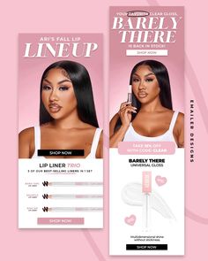 two flyers for the beauty line up