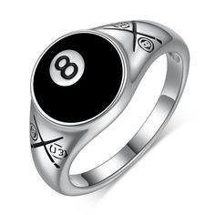 PRICES MAY VARY. 8 Ball Ring Design: There is only one black 8-ball on the pool table, the last ball to go in, representing the only and the end. Wear this 8 Ball Ring and hope it brings you good luck! Billiards Ball Ring Material: 8 Ball Gifts is made of 925 sterling silver, nickel-free, lead-free, cadmium-free, hypoallergenic, antioxidant, not easy to fade, suitable for long-term wear. Lucky 8 Ball Jewelry Size: 8#-10#. Comfortable and suitable for most people. Packaging: 1 x 8 Ball Ring ; 1 x Pool Table Balls, Lucky 8 Ball, Last Ball, Christmas Banquet, Ball Jewelry, 8 Ball, Pool Table, Billiard Balls, Gifts For Men