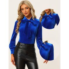 This velvet blouse styled in a mock neck and tie-neck brings elegance to whatever outfit you're putting together. A bow tie neck and button cuff bring instant elegance to any day or night look. Suitable for casual, dating, office, work, formal occasions, and daily wear. Perfectly pair it with pants or skirts for an exquisite look. Modern and elegant, this blouse style with softly velvet fabric and a long sleeve. There's nothing like a touch of velvet to elevate your style, and this blouse also f Petal Sleeve, Velvet Blouses, Business Work, Puff Long Sleeves, Vintage Gothic, Women's Blouses, Office Business, Business Shirts, Work Shirt