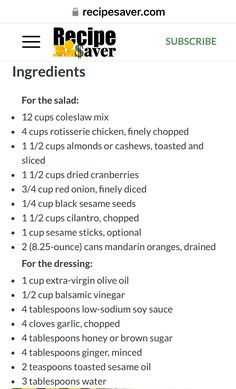 the recipe for ingredients on top of a table