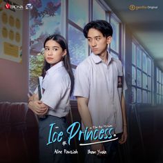 the poster for ice princess shows two people standing next to each other, one holding a knife