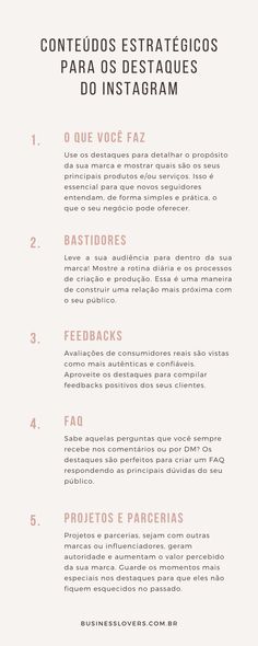 a white and pink poster with the words contemplas estrategicos para destaques do instagramm