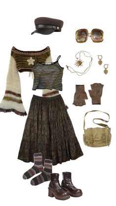 ee Dark Fairycore Clothes, Earth Outfit Aesthetic, Mushroomcore Outfits, Cavetown Concert Outfit, 일본 패션, Earthy Style, Mode Boho