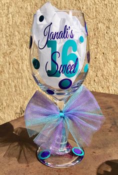 a wine glass with the number 15 on it