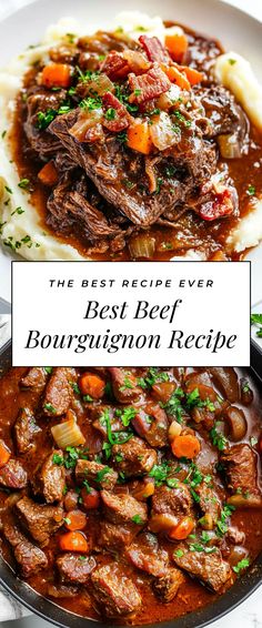 Image for Best Beef Bourguignon Recipe Best Beef Dinner Recipes, Recipes With Stew Meat, Southern Beef Stew, Best Beef Bourguignon Recipe, Meat Main Dishes, Christmas Beef Recipes, Stew Beef Recipes, Stew Ideas, Easy Beef Bourguignon