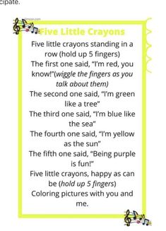 the five little crayons poem