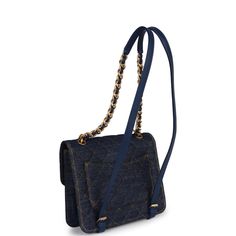 This Square Flap backpack is in Blue denim with antique gold tone hardware, a classic CC turnlock closure, a front slip pocket, a rear half moon pocket, an interwoven denim and chain top handle, and matching shoulder straps. The interior is lined in blue canvas and features a zipper pocket with Chanel pull and an open pocket below.Collection: 23S (RFID) Origin: ItalyCondition: New and never wornAccompanied by: Chanel box, Chanel dustbag, carebook, ribbon, and retail UPCMeasurements: 10" width x Chanel Box, Flap Backpack, Chain Top, Blue Backpack, Blue Canvas, Vuitton Bag, Flap Bag, Handbag Backpack, Half Moon