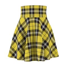 90s Movie Clueless Inspired Plaid Skirt Argyle -  Women's Skater Skirt 80s style 90s style Retro Skirt Yellow Skirt version A versatile fit AOP skater skirt with a cozy, soft touch and a casual look. Inspired by the freedom of creativity, it will instantly become your everyday favorite. .: 95% Polyester 5% Spandex .: Versatile fit .: Printed on care label in black color .: White thread color Yellow Black Plaid Skirt, Movie Clueless, Girls Skirts, Retro Skirt, Yellow Skirt, Dress Retro, 80s Style, 80s Dress