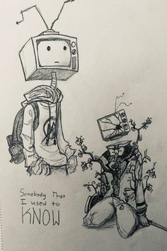 a drawing of a backpack and a robot with the words i'm sorry that i used to know