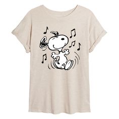 Peanuts - Snoopy Dancing - Women's Oversized T-Shirt Snoopy Dancing, Snoopy T Shirt, Womens Black Shorts, Cuffed Shorts, Peanuts Snoopy, Junior Outfits, Clothing Size Chart, Oversized Tee, Tee Shop