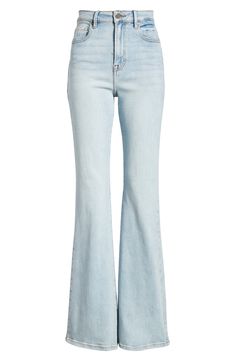 Cleanly styled for a casual-chic look, these light-wash flare jeans are made from stretchy denim with a high waist and full-length legs. 34" inseam; 11 1/2" front rise Zip fly with button closure Five-pocket style 93% cotton, 5% polyester, 2% spandex Machine wash, tumble dry Imported Light Blue Flare Jeans, High Waist Flare Jeans, Blue Flare Jeans, Light Flare, Jeans High Waist, Light Jeans, Jeans Light Wash, Jeans Light, Flared Jeans