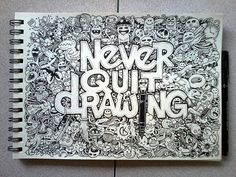 a drawing on the side of a building that says never out drawing