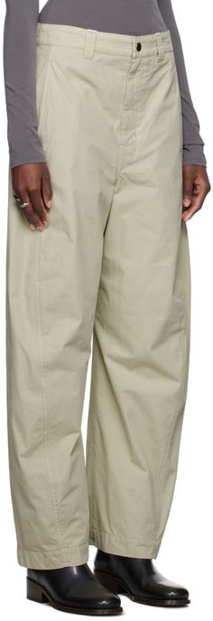 Cotton twill trousers. · Belt loops · Four-pocket styling · Zip-fly · Curved outseams Supplier color: Sage green Green Parachute Pants With Patch Pockets For Work, Green Parachute Workwear Pants With Patch Pockets, Green Straight Leg Cotton Chinos, Chino Cotton Twill Pants With Belt Loops, Straight Leg, Green Full-length Chinos With Pockets, Chino Trousers, Sage Green, Cotton Twill, Top Brands