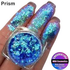 Please Note: Our Chroma-Flakes apply similar to Glitter. Pictures show the product packed on with a glitter adhesive to show the colors and shifts. Prism (Blue to Green to Purple Shift) Our Chromaflake Eyeshadows are a multi-chrome (color shifting) soft and very thin flake with amazing and unique colors shifts. Best applied with the finger over a sticky base such as a glitter adhesive. Our Glitter FX Foiling serum works well as does our Glitz Fix. Use a TINY amount of your sticky base, allow it Skin Pictures, Gorgeous Images, Image Nails, Glitter Pictures, Chrome Color, Gorgeous Hairstyles, Rainbow Magic, Nails Today, Cosmetics Ingredients