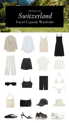 Summer Holiday Capsule Wardrobe, Travel Capsule Wardrobe Summer, Holiday Capsule Wardrobe, Capsule Wardrobe Casual, Capsule Wardrobe Basics, Minimal Wardrobe, Europe Outfits