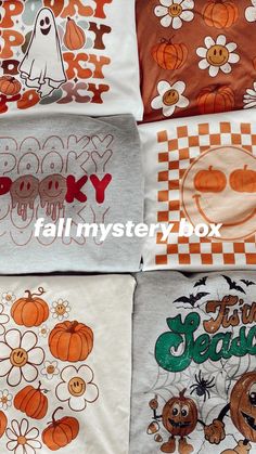 Our spooky suprise boxes feature 1 mystery fall tee and one fall crew. We can't get enough of these fun fall graphcis Fall Graphic Tees, Girlfriend Surprise, Fall Graphic, Ootd Fall, Surprise Box, Fall Tee, Vintage Couture, Spring Fling