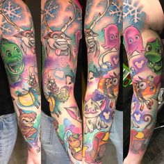 some people with colorful tattoos on their arms