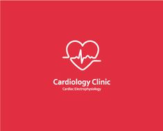 the cardiollogy clinic logo is shown on a red background with a heart and heartbeat