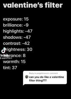 a text message that reads valentine's filter