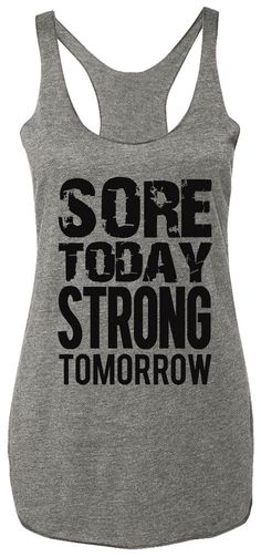 "Sore Today STRONG Tomorrow" with Black Print: Heather Gray Tank Top Pictured Who says your workout clothes have to be plain and boring? Look Great and Motivate! Available in Sizes XS, S, M, L, XL, XXL Measure yourself, and use the size charts provided to determine the best size for you. Model Stats: Height = 5'5", Weight = 135 lbs, Bust = 32DD, *** Wearing Size Small in all Size Chart Photos *** 60% Cotton 40% Poly Very Soft Relaxed Fit Thank you so much for viewing this listing. Communication Gray Tank Top, Gym Tanks, Workout Tank Top, Grey Tank Top, Gray Tank, Weights Workout, Workout Tanks, Workout Accessories, Core Workout