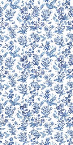 a blue and white wallpaper with leaves on it