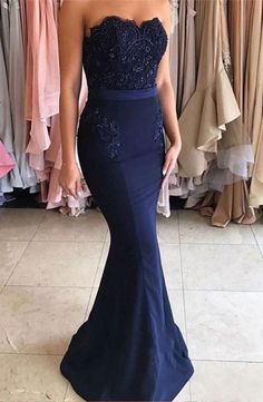 Navy Prom Dress Long, Navy Prom Dresses, Navy Blue Prom Dresses, Quinceanera Ideas, Prom Dresses Long Mermaid, Prom Dresses 2017, African Children, Mermaid Bridesmaid Dresses, Sweetheart Prom Dress