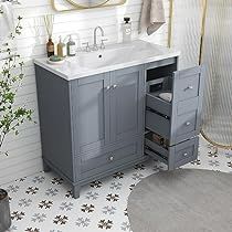 a bathroom with a sink, mirror and rug on the floor in front of it