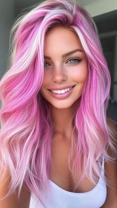 Pink Hair Tips Blonde, Pink Hair Outfit Ideas, Pink Hair With Highlights, Fun Balayage Hair, Hair Color Ideas For Pale Skin Blue Eyes, Bright Hair Color Ideas, Pink Hair Streaks, Pink Balayage, Pink Hair Ideas