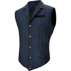 Steampunk Vest Are Made Of 100% Polyester, Elastic And Breathable Materials, No Distortion, Anti-Wrinkle, Elastic Resistant Washing And Durability Are High Quality, Smooth, Is Not Easy To Pilling. Classic Gothic Steampunk Style, Victorian Vintage Waistcoat With Slim Fit Design, Sleeveless, V-Neck, Single Breasted, Adjustable Back Belt.It Can Be Combined With A Variety Of Styles. The Gothic Waistcoat Vest Is Suitable For Any Occasion, Halloween Party, Birthday Party, Pretend Play, Theme Party, Co Steampunk Fitted Vest With Buttons, Fitted Blue Vest For Party, Fitted Steampunk Vest For Fall, Blue Fitted Vest For Fall, Fitted Blue Vest With Buttons, Fitted Blue Vest Outerwear, Fitted Vintage Blue Vest, Blue Buttoned Vest For Fall, Blue Fitted Vintage Vest