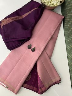 Silk Saree Colour Combinations, Unique Silk Saree, Dusty Pink Saree, Saree Inspiration, Kanchi Sarees, Jesus Cartoon