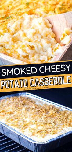 casserole recipe for dinner, comfort food, camping food Smoked Mashed Potatoes In Smoker, Smoked Cheesy Potatoes, Smoked Potatoes Recipes, Smoker Side Dishes, Smoker Sides, Smoked Mashed Potatoes, Smoker Grill Recipes, Traeger Cooking, Pellet Smoker Recipes